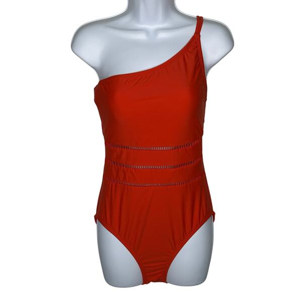 Bleu Rod Beattie One Shoulder Mio Swimsuit Ginger Orange MSRP $119 | Size 8 New - Picture 3 of 15
